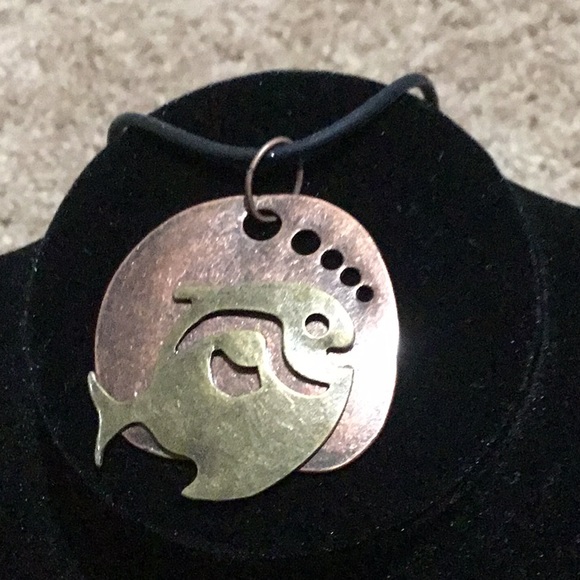Jewelry - ⭐️ Handmade Fish Copper Colored Medallion Necklace  NEW - 16”